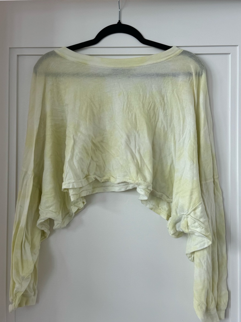 Urban Outfitters Pale Yellow Cropped Long-Sleeve Top
